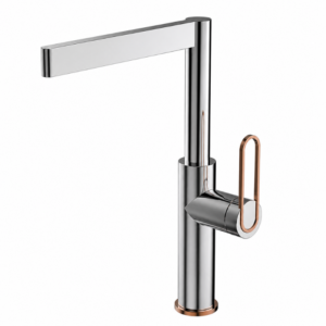 Misturador Monocomando Lablanco de Mesa Bica Alta Orion Cromado Polido com Rose Gold