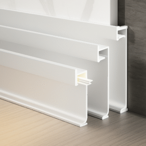 Rodape Lablanco Invertido em Aluminio com borda e nicho pra Fita LED 40x15x2500mm Cor Branco - Valor por Metro Linear (R)