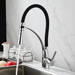 Misturador Lablanco Monocomando Aço Inox 304 Cozinha Bica Móvel e Retratil Preto e Cromado