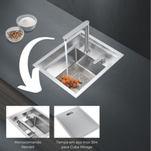 Cuba Lablanco em Aco Inox 304 Mirage Com Torneira e Tampa (390x470x240mm) (R)