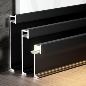 Rodape Lablanco Invertido em Aluminio com borda e nicho pra Fita LED 40x15x2500mm Cor Preto - Valor por Metro Linear (R)