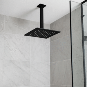 Chuveiro Lablanco em Aco Inox Square - 200x200mm de Teto Preto Matte