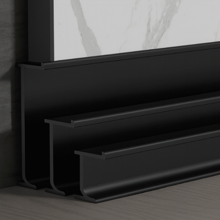 Rodape Lablanco Invertido em Aluminio com borda 30x15x3000mm Cor Preto - Valor por Metro Linear (R)