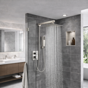 Chuveiro Lablanco em Aco Inox 304 Square – 300x300mm Desviador Brushed Nickel