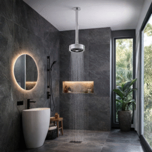 Ducha Chuveiro Autolimpante Redondo de Teto Cromado Inox 201