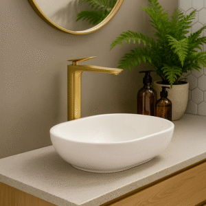 Misturador Lablanco Monocomando Flow Aco Inox 304 Banheiro Bica Alta Escovado Gold Champagne